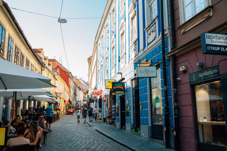 Zagreb, Croatia - July 3, 2019: Radiceva shopping and restaurant street