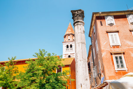 Old town ruins and buildings in Zadar, Croatiaのeditorial素材