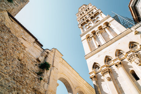 Diocletian's Palace Saint Domnius Cathedral Bell Tower in Split, Croatiaのeditorial素材