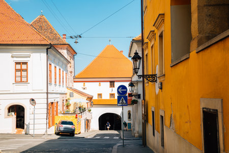 Stone gate and Upper town street in Zagreb, Croatiaのeditorial素材