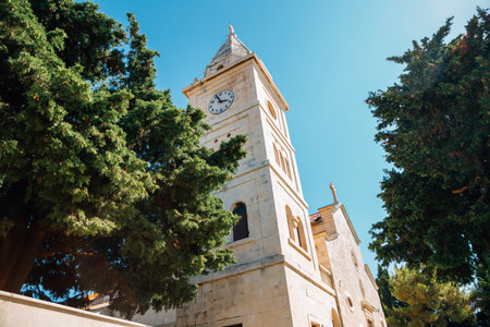 Saint George church on hill in Primosten, Croatia