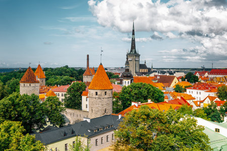 Tallinn old town panoramic view in Estoniaのeditorial素材