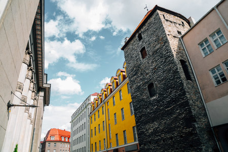 Old town Muurivahe Tanav street in Tallinn, Estoniaのeditorial素材