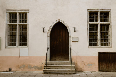 Medieval old house exterior in Tallinn, Estoniaのeditorial素材