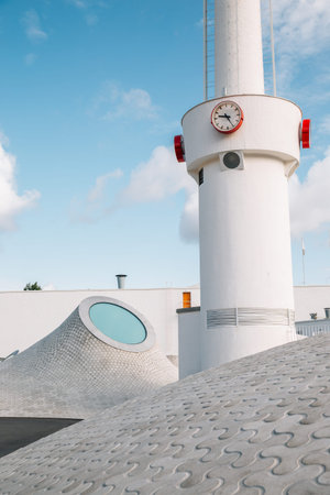 Helsinki, Finland - August 15, 2019: Amos Rex art museum at Lasipalatsi square