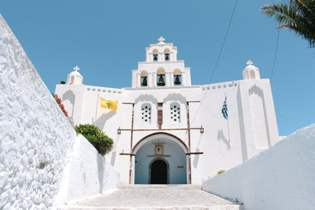 Church at Pyrgos town in Santorini island, Greeceのeditorial素材