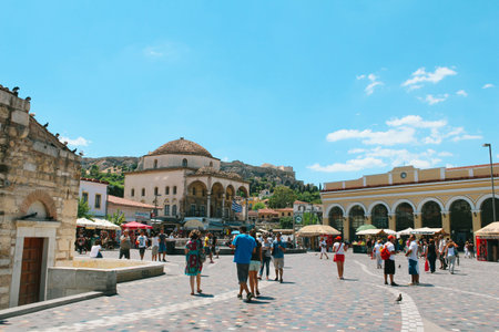 Athens, Greece - July 23, 2013: Monastiraki square with tourist peopleのeditorial素材