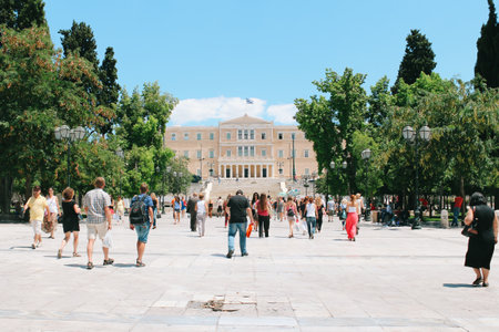 Athens, Greece - July 23, 2013: Greek Parliament and Syntagma squareのeditorial素材