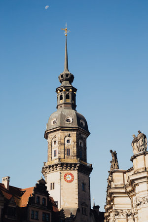 Hausmannsturm, old architecture in Dresden, Germanyのeditorial素材