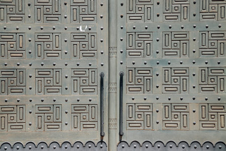 Old door at Kazinczy Street Synagogue in Budapest, Hungary