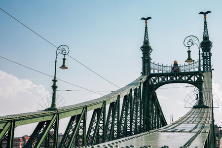 Liberty Bridge on danube river in Budapest, Hungaryのeditorial素材
