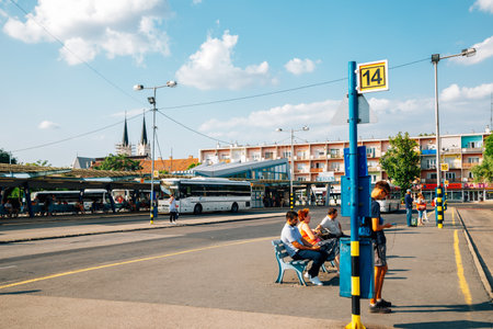 Szeged, Hungary - July 19, 2019 : Szeged central bus terminalのeditorial素材