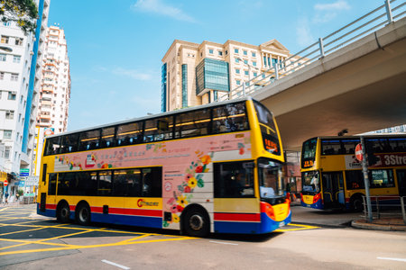 Hong Kong - March 20, 2017: Causeway Bay (Moreton Terrace) Bus Terminusのeditorial素材