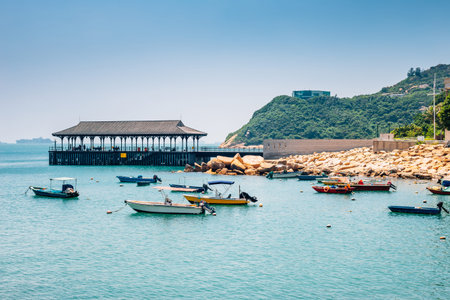 Stanley Bay sea and boat in Hong Kongのeditorial素材