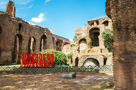 Rome, Italy - August 11, 2016: Palatine hill ancient ruinsのeditorial素材