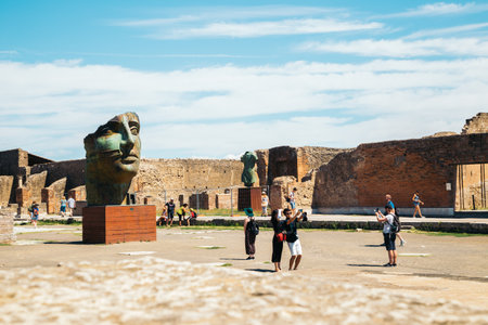 Pompeii, Italy - August 12, 2016: Ruins of Pompeii. Pompeii is an ancient Roman city died from the eruption of Mount Vesuvius in 79 ADのeditorial素材