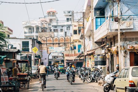 Jaipur, India - November 11, 2017 : Jaipur old market street