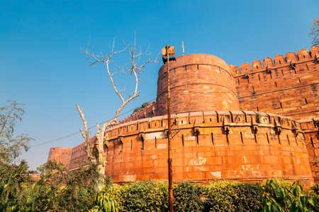 Agra Fort historical architecture in Agra, Indiaのeditorial素材