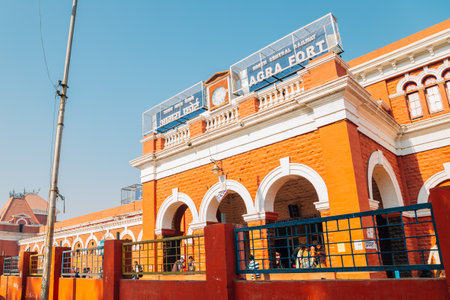 Agra, India - November 30, 2017 : Agra Fort railway stationのeditorial素材