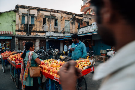 Mysore, India - December 31, 2017: Mysore local street marketのeditorial素材
