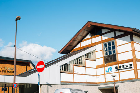 Kyoto, Japan - December 17, 2015 : Saga-Arashiyama railway stationのeditorial素材