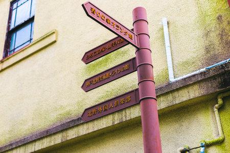 KOBE, JAPAN - DECEMBER 22, 2015 : Kitano district signのeditorial素材