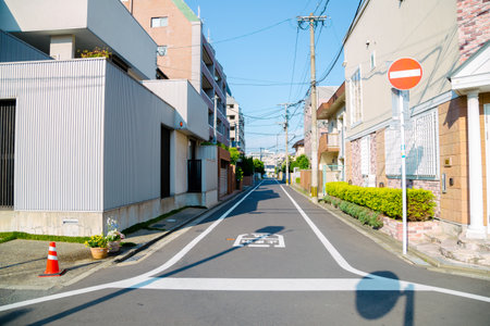Japanese modern house street in Fukuoka, Japanのeditorial素材