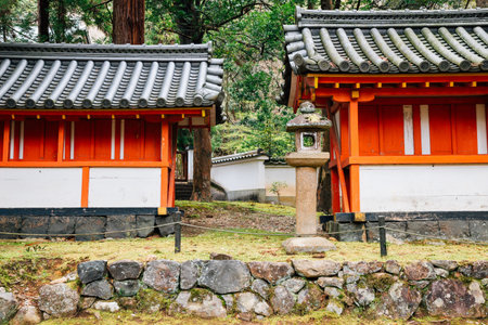 Japanese shrine traditional architecture in Nara, Japanのeditorial素材
