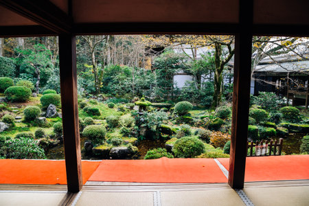 Sanzenin temple, garden view in Ohara, Kyoto, Japanのeditorial素材