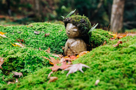 Sanzenin temple, stone statue in Ohara, Kyoto, Japanのeditorial素材