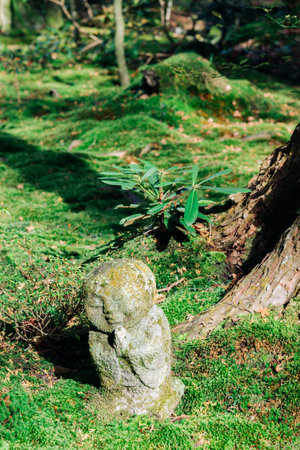 Sanzenin temple, stone statue in Ohara, Kyoto, Japanのeditorial素材
