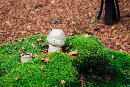 Sanzenin temple, stone statue in Ohara, Kyoto, Japanのeditorial素材