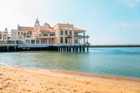 Wedding hall and Momochi beach in Fukuoka, Japanのeditorial素材