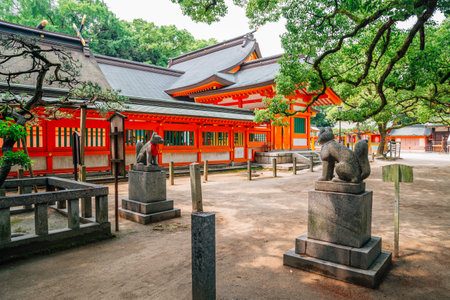 Sumiyoshi shrine and nature view in Fukuoka, Japanのeditorial素材
