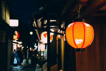 Night of Pontocho, Japanese old restaurant and pub alley in Kyoto, Japanのeditorial素材