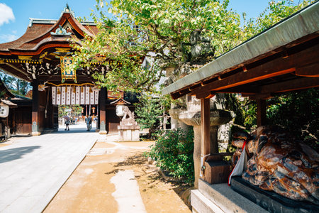 Kitano Tenmangu Shrine traditional architecture in Kyoto, Japanのeditorial素材