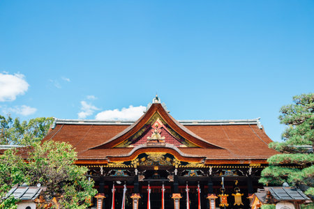 Kitano Tenmangu Shrine traditional architecture in Kyoto, Japanのeditorial素材