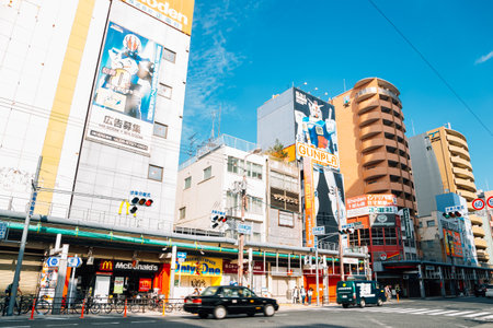 Osaka, Japan - October 1, 2018 : Denden town, Electronics and animation game stores streetのeditorial素材