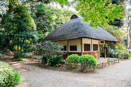 Japanese traditional house at Koishikawa Korakuen Garden in Tokyo, Japanのeditorial素材