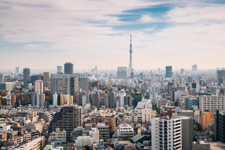 Tokyo cityscape and Skytree in Japanのeditorial素材