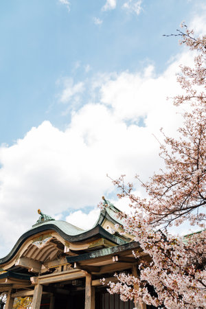 Hokoku Shrine at Osaka Castle Park in Japanのeditorial素材