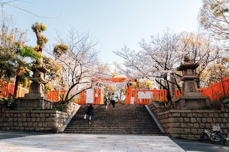 Osaka, Japan - April 3, 2019 : Ikukunitama Shrine at springのeditorial素材