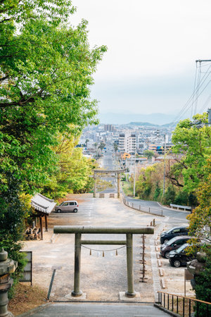 Yashima Shrine and city view in Takamatsu, Kagawa Prefecture, Japanのeditorial素材