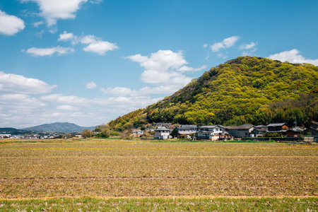 Japanese countryside village Kibitsu in Okayama, Japanのeditorial素材