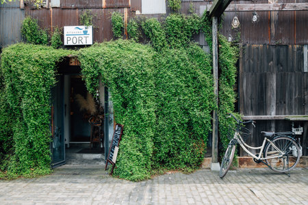 Takamatsu, Japan - April 19, 2019 : Kitahama Alley vintage cafe streetのeditorial素材