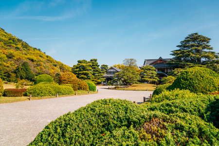Ritsurin Park, Japanese traditional garden in Takamatsu, Japanのeditorial素材