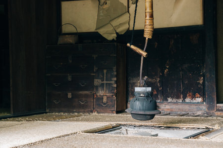 Takamatsu, Kagawa Prefecture, Japan - April 19, 2019 : Japanese traditional tea room at Shikokumura Folk museumのeditorial素材