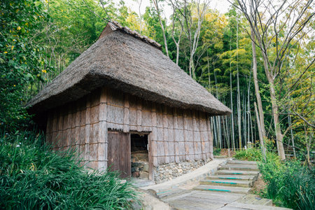 Takamatsu, Kagawa Prefecture, Japan - April 19, 2019: Japanese traditional village Shikokumura Folk museumのeditorial素材