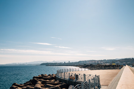 Mukho Port seaside walk way in Donghae, Koreaのeditorial素材