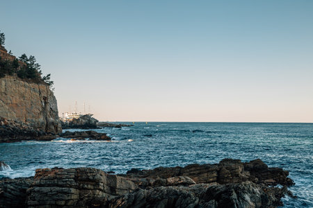 Jeongdong-Simgok Badabuchae-gil Trail seascape in Gangneung, Koreaのeditorial素材